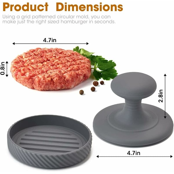 Non-stick silikon hamburgerpress med 100 papper för grillning av läckra hamburgare, nötkött
