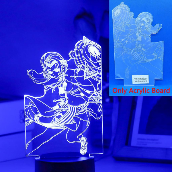 Scaramouche Balladeer Genshin Impact 3d Led Nattlampa För Barn Anime Ljus Rumsdekor Sockel och akrylskiva säljs separat Akrylskiva 10