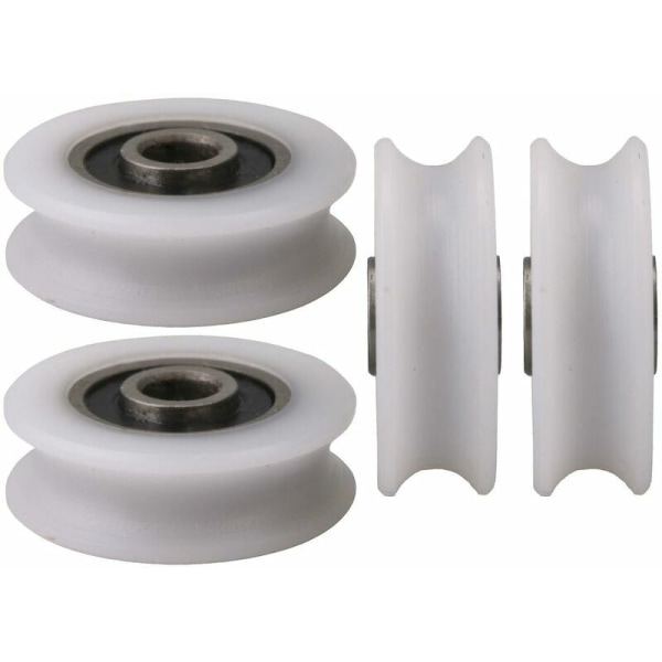 BF 4 st 4x20x6.5x7.4mm Vit Inner Diameter 4mm U Groove Nylon Remskiva för Skjutdörr