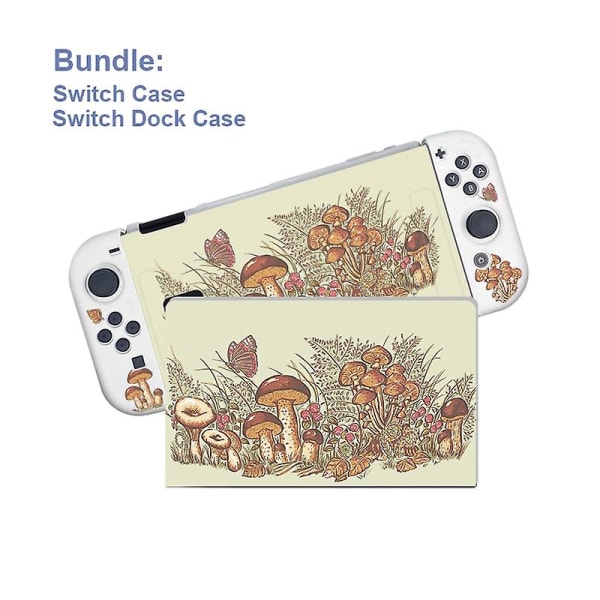 Cottagecore Mushrooms Funda Nintendo Switch Cover case Dockningsbart skyddande Tarot Tpu-skal för Switch Controller Joy-conSwitch Bundle
