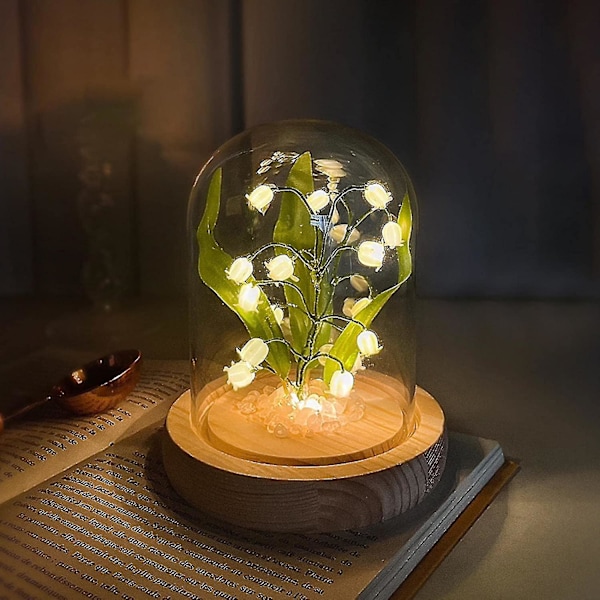 Blomsterlys, Lily Of The Valley batteridrevet LED dekorative blomster natlys kuppel, varmt lys