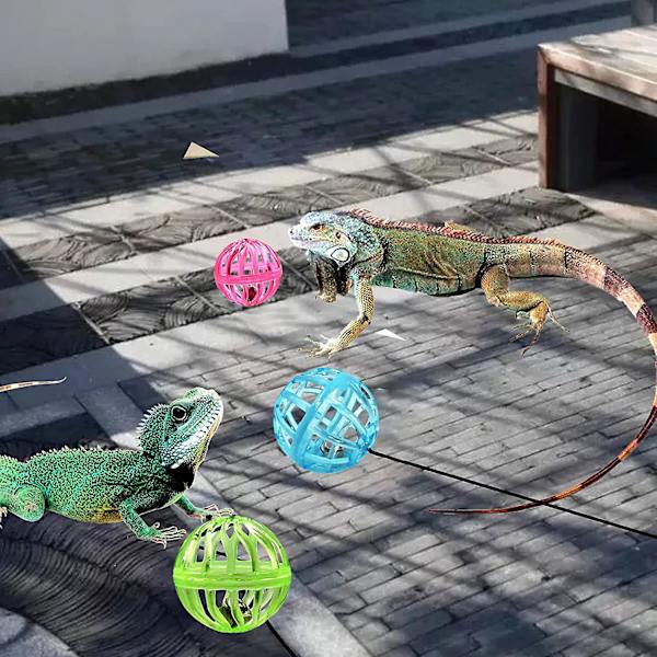 7-pakke skjeggagamleke Kring Ball, reptiløglelekeball, tilfeldige farger