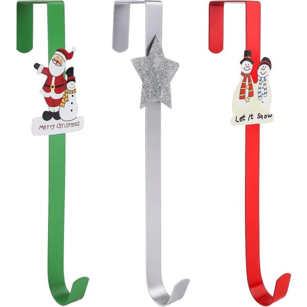 Set med 3 dörrhängare som är kompatibla med julen, 11,8 tums kranshängare i metall på dörren Krokar på dörrblad som är kompatibla med julen Home of