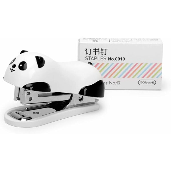 Mini Bärbar Panda Skrivbordsstapler, Bärbar Manuell Stapler, Söt Panda Cartoon Skrivbordsstapler Super Söt Form MODOU