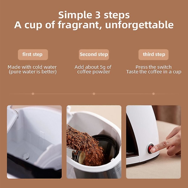 Liten bärbar kaffemaskin Mini dropp kaffemaskin Vit