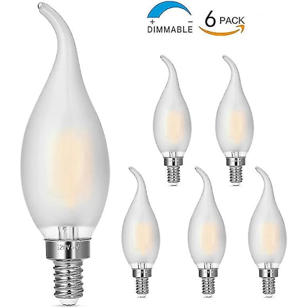 6 kpl E14 4W LED-hehkulankapolttimoa, liekinmuotoinen 4x4x13cm