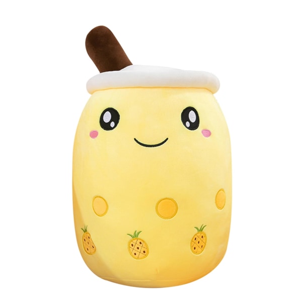 Boba Plys Legetøj Shiny Eyes Bubble Milk Tea Cup Dukke Mascot Legetøj til børn, 10" gul ananas