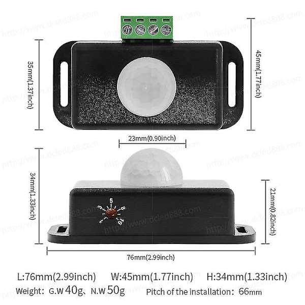 Starlight-dc 12v Led Infrarød Bevægelsessensor Bevægelsessensor Pir Bevægelsessensor Til Led Strip/pære 12v 6a