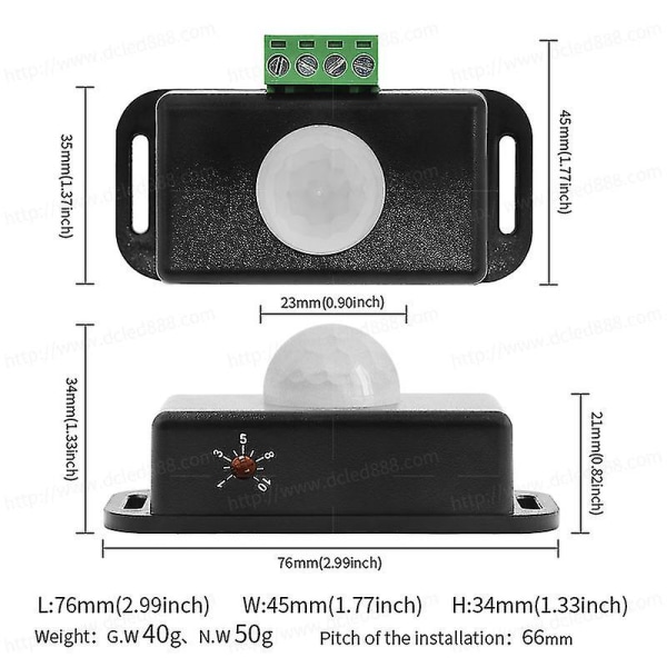 Starlight-dc 12v Led Infrarød Bevegelsessensor Bevegelsessensor Pir Bevegelsessensor For Led-stripe/pære 12v 6a