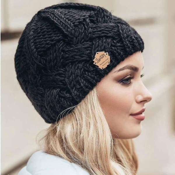 Kvinde Mode Hold Varme Vinter Huer Strikket Uld Hemming Hat