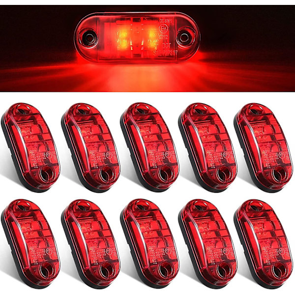 10 stk 2,5 tommers 2 diode tilhengermarkeringlys vanntett LED tilhenger sidemarkeringlys oval tilhenger kjørelys for lastebil RV eksteriør markering lys