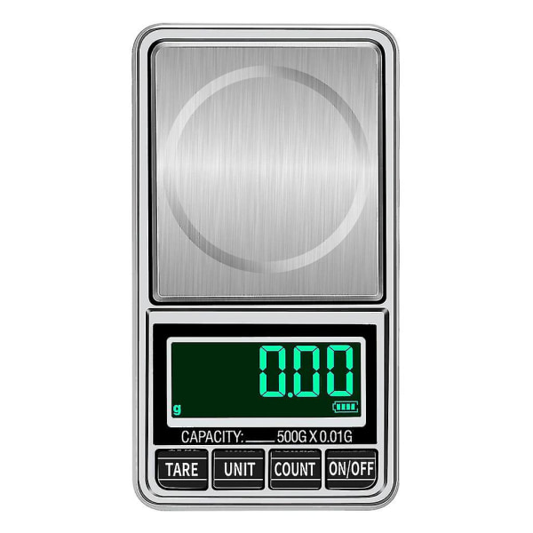 Digital lommeskala USB-opladning 500g/0,01g Mini elektronisk smykkeskala（500g-0,01g）