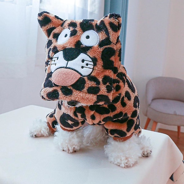 Varmt vinterklær leopardkostyme for kjæledyr for mellomstore og store hunder 5 størrelser
