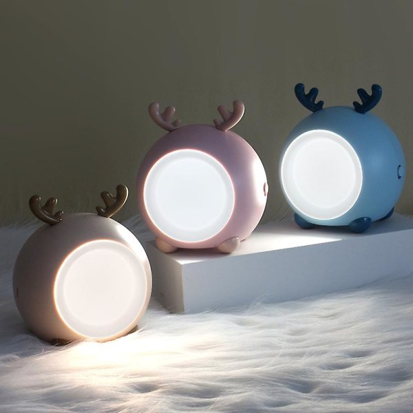 Led natlys/sengelampe, USB natlys, natlys med touch-kontakt, egnet til soveværelse/børneværelse/natlys, farve: Pink+Deer