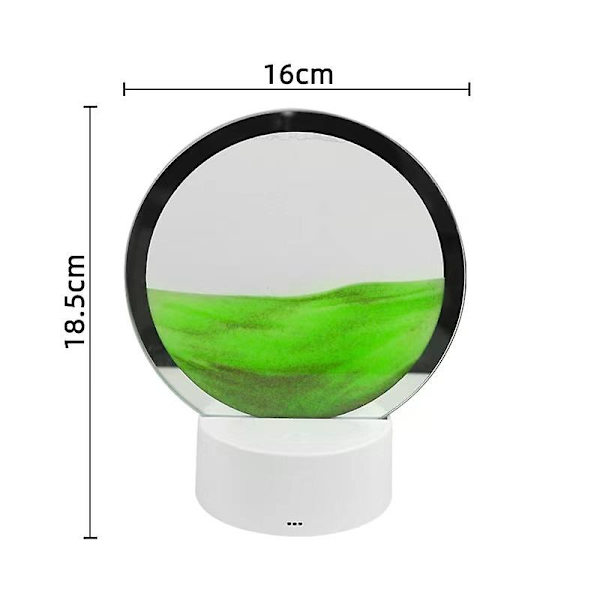 3D lysande LED-skrivbordslampa med flytande sand, dynamisk timglas, RGB-färg, bordslampa, sovrumsdekoration, nattlampa, grön