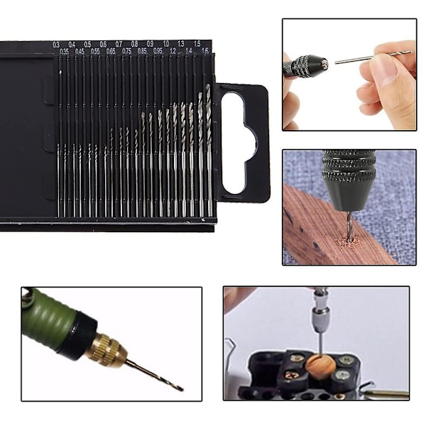 20 stk Hss Mini Twist Drill Bits Kit, Precision Mini Drill Bit Set, 0,3 mm-1,6 mm Hss Twist Drill Bits, Twist Drill Bits Med Boks For Tremodellfremstilling,