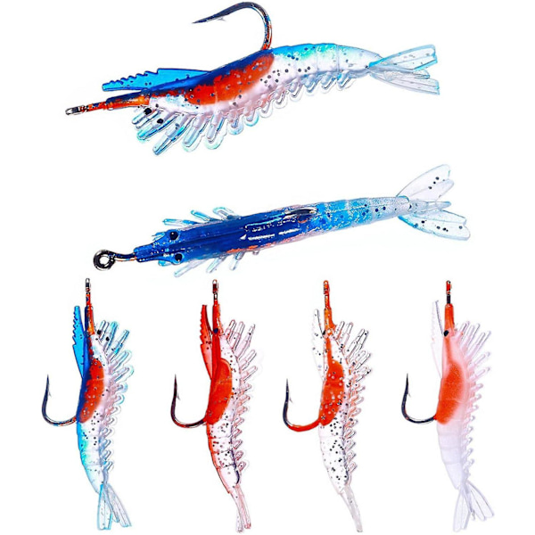 Angler fiskeutstyr - 5 stk PVC myke agn realistisk øyesimulering kunstig reke falske agn (6 cm/3 g)