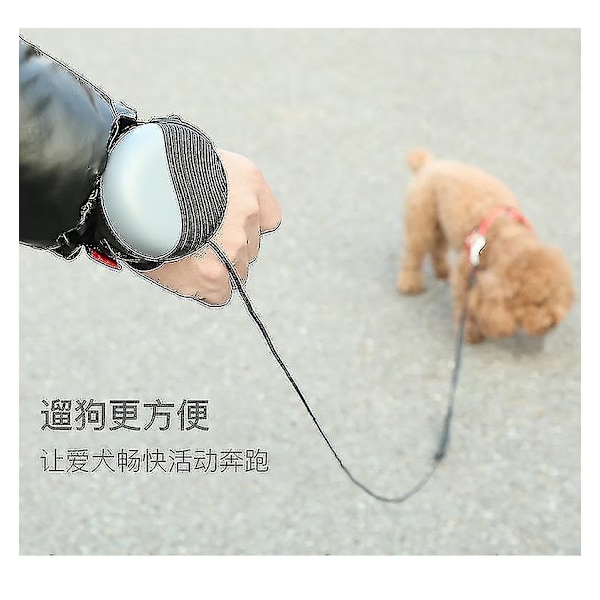 Handleds husdjursrep Handsfree husdjurshund dragrep Teleskopisk dragtopp Auto Retractable hund(grå)
