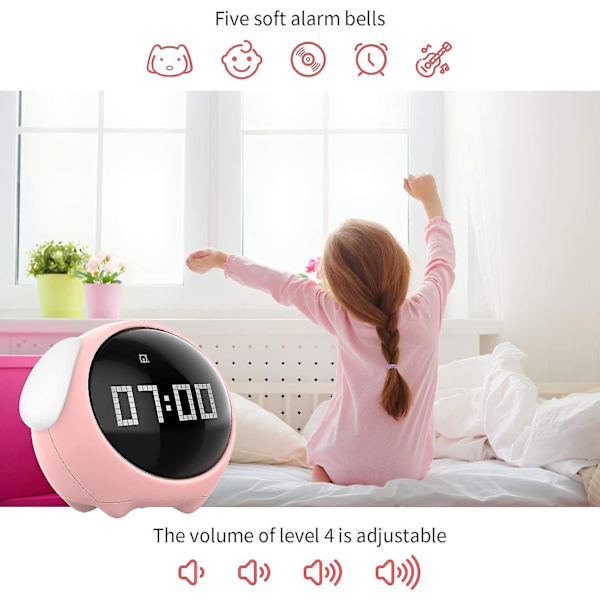 Mini Rosa Kanin Väckarklocka Elektronisk Soluppgångsklocka Bord Djur Cartoon Väckarklocka (färg: A, Storlek: One Size) (en One Size)