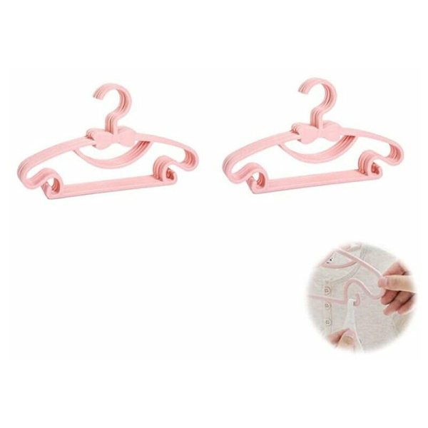 Barnkläder Hängare, Plast Barnkläder Hängare, Halkfria Babykläder Hängare, Babykläder Hängare Set för Garderob Kläder (Rosa, 20 st)