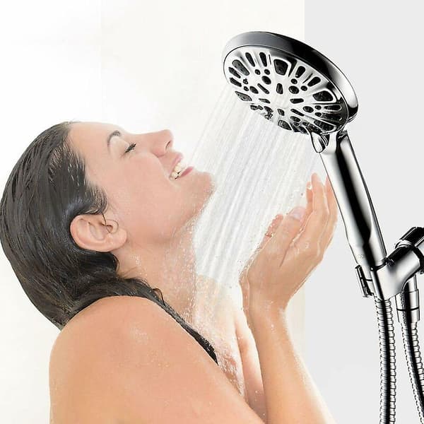 Handdusch med 9 sprayinställningar - Högtrycksduschhuvud med flexibel slang