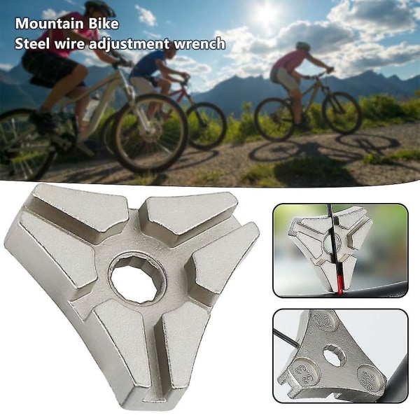 Cykelreparationsjusteringsnyckel i kolstål, 6 spår, ekrarnyckel, cykelståltrådsspärr (silver)
