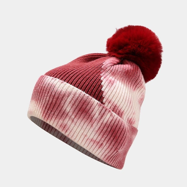Gradientti Neulohattu Ei-Nukkaava Pidä Lämpöä Eloisa Väri Tie-Dye Neulohattu Miehille（Violetti）