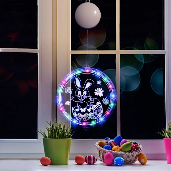 Påskhare Ägg Hängande LED Fönsterljus, Sugkopp Batteridriven Dekoration #2
