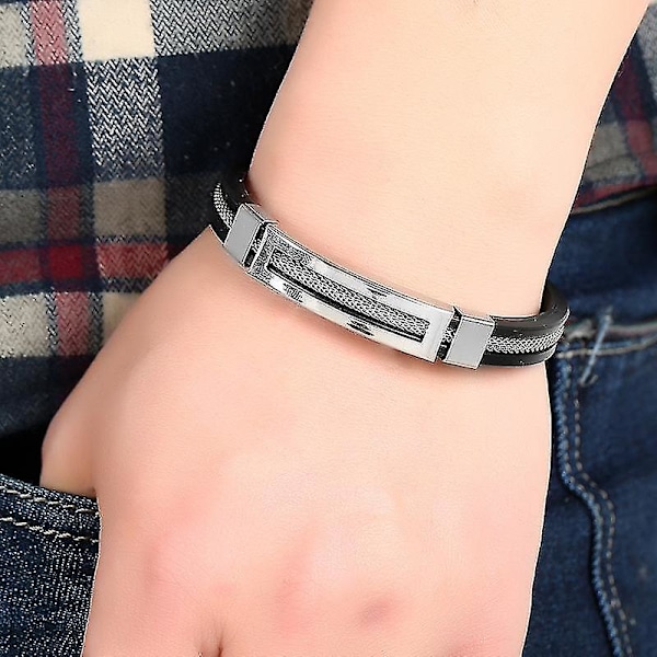 12mm Herre Casual Rustfritt Stål Armbånd Silikon Kjede Trendy Armbånd