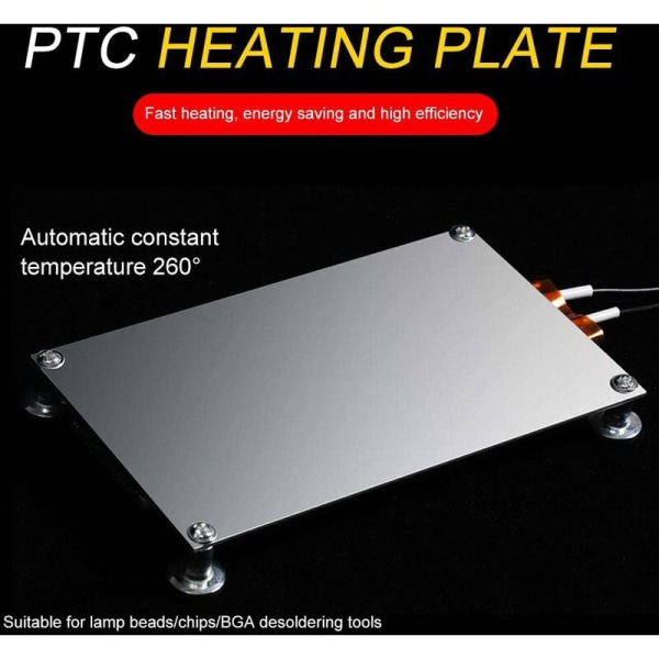 PTC termostat värmeplatta, elektrisk värmeplatta med PTC värmeelement för lamppärlor, spån och avlödningsverktyg (Storlek: 220V 400W)