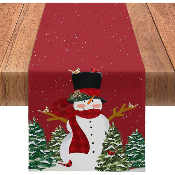 Julbordslöpare, snögubbe Jullöpare för bord, säsongsbetonad vinterröd bordslöpare julkök