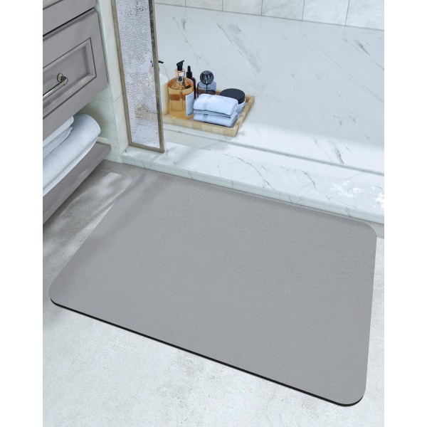 Superabsorbentti nopeasti kuivuva kylpyhuonematto, liukumaton Nappa-nahkainen alue matto suihkuun, pesualtaaseen, ammeeseen ja keittiön lattiaan, 16\"x24\" vaaleanharmaa