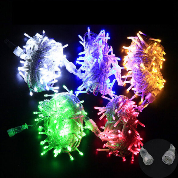10 meter 100 LED-lampor Fairy Tale Fiesta Utomhus Bröllop Trädgård Inomhuslampor Varmvitt Plug in med svansinsats