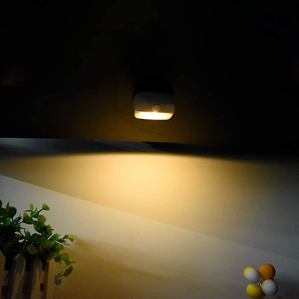 Automatisk LED-nattlampa [2-pack], självhäftande rörelsesensor väggmonterad nattlampa, väggmonterad nattlampa (varmvit)