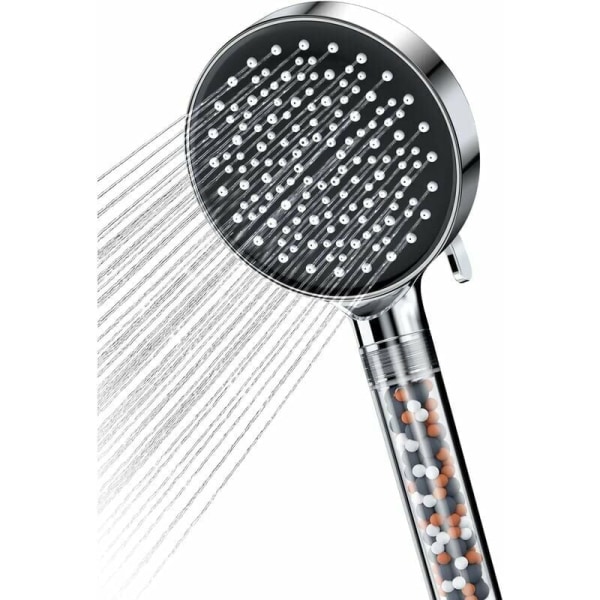 Vattenbesparande bärbart duschhuvud med filter, högtryck 6 spraylägen (duschhuvud utan slang)