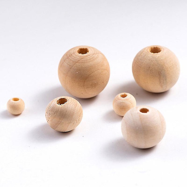 1 set träpärlor prydnad rund träpärla diy strängpärla dekor diy lösa pärlor tillbehör