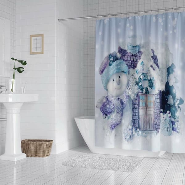 Jul Duschdraperi Badrumsdekor Kit Tyg med Krokar 90cm x 180cm.