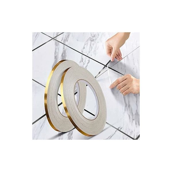 Självhäftande dekorativ kakeltejp Vattentät fogtejp Golv Vägg Tak Dörr Fönster Heminredning (2 x (0,5 cm x 50 m) Guld)
