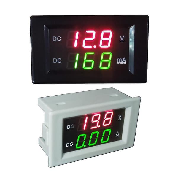 Dc spændingsamperemeter Lcd digitalt displaymeter spændingsforstærker strømvoltmeter（sort）