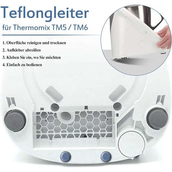 4 st självhäftande rullbrädor, osynliga rullbrädor för Thermomix TM5, TM6 matberedare (diameter 20 mm)