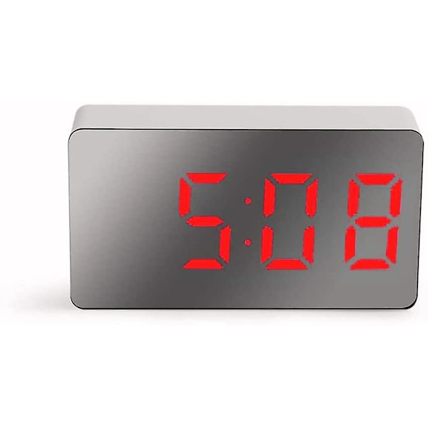 Växande LED-spegel digital väckarklocka snooze skrivbordsklocka väckning tyst kalender dimbar elektronisk skrivbordsklocka S heminredningsklocka