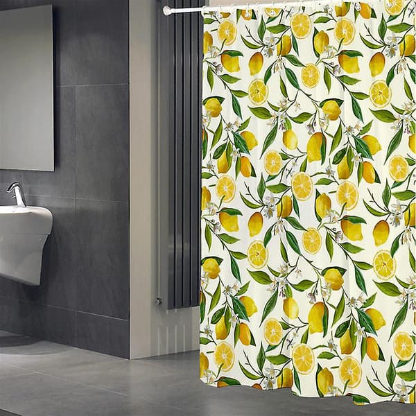 180 * 120 (Citron) Duschdraperi Vattentät Polyester Mögelresistent Tjock Polyester Duschdraperi 3D Digitaltryckt Stor Version Storlek