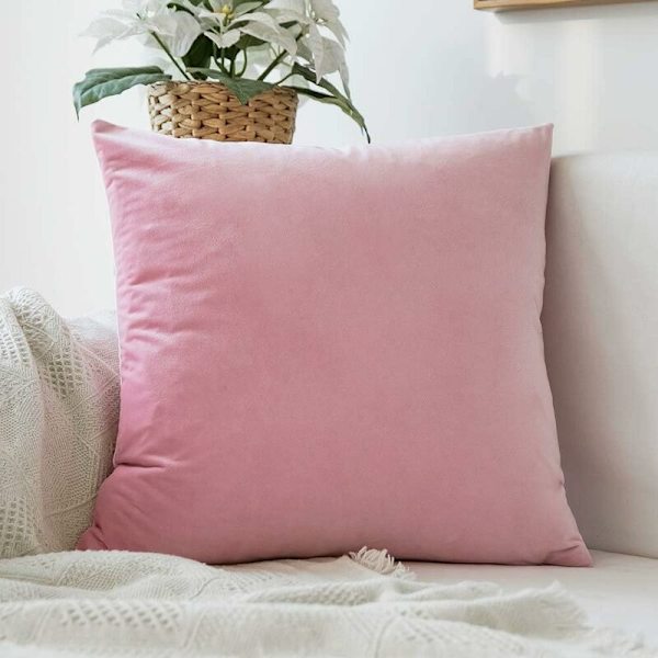 Set med 2 dekorativa sammetskuddfodral soffkuddfodral supermjuk dekoration hem vardagsrum sovrum för soffa 45x45cm Sakura (rosa)