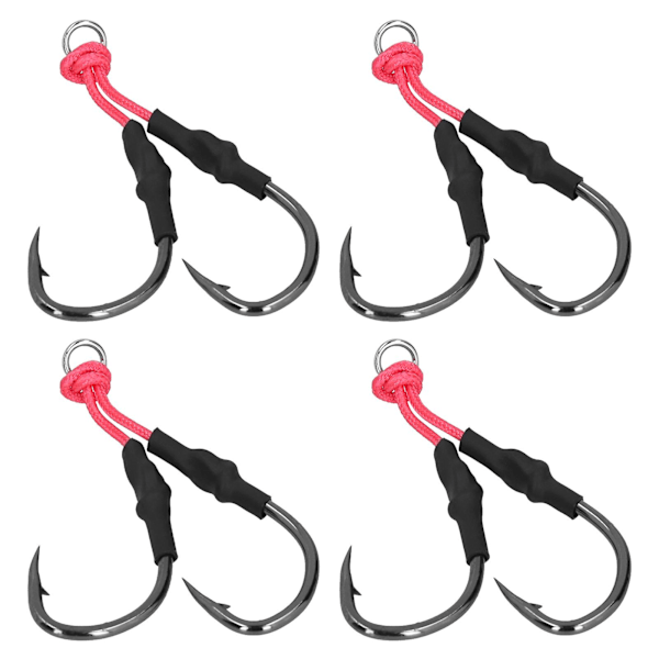4 stk fiske jernplate lokke agn dobbel krok båtfiske metall fiskekrok jigging krok 7/0