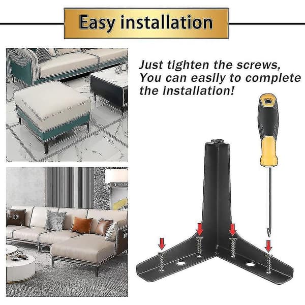 4 stk. møbelben i metall, matt svart, sofabein til sofa, kommode, stol, seng, bord, skap, skap, DIY-erstatning