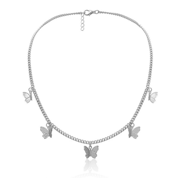 Koreansk stil fjärilshalsband accessoarer Silver