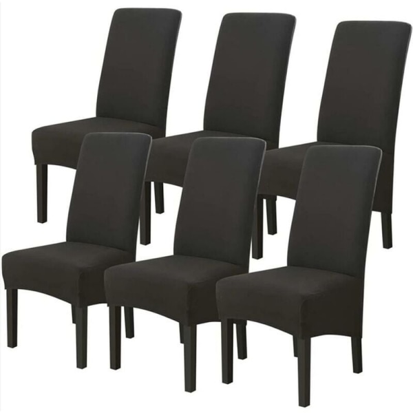 Simplicity Home Bedroom Plus Hög elasticitet Mjölksilke Vattentät Stolsöverdrag Svart 6-pack