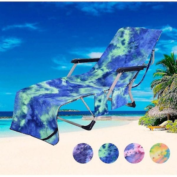 Strandstolsöverdrag, Pool Lounge Chaise Handduk Solstol Överdrag(grön)
