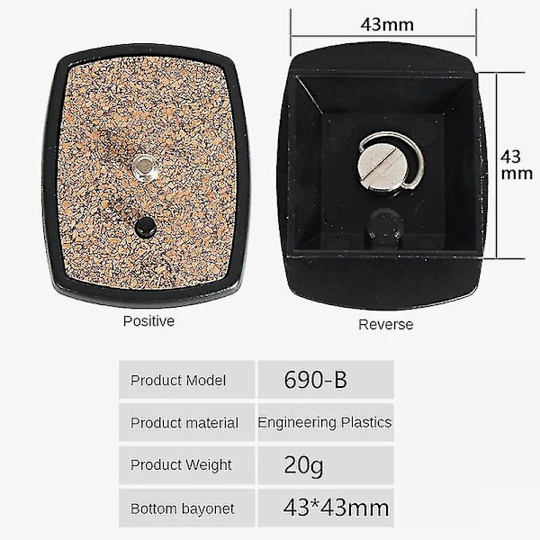 Tripod Hurtigudløserplade Skrueadapter Montering Hoved Til Digitalt Slr-kamera 43/44（690B）