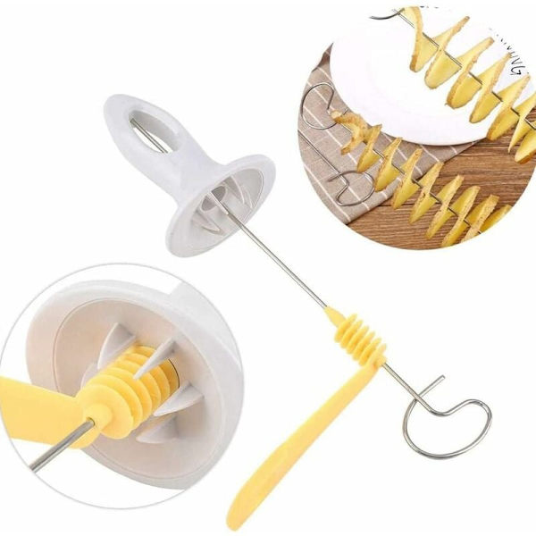 SPIRAL POTATISSKÄRARE - Rostfritt stål Potatis Twister Tornado Slicer Manuell Spiral Chip Cutter Köksugn Frukt Grönsaksverktyg